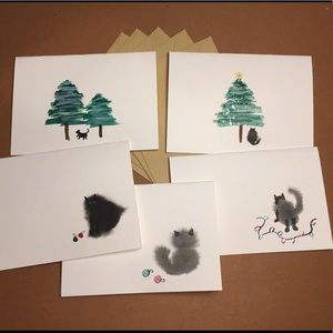 Watercolour 4pack of cat cards